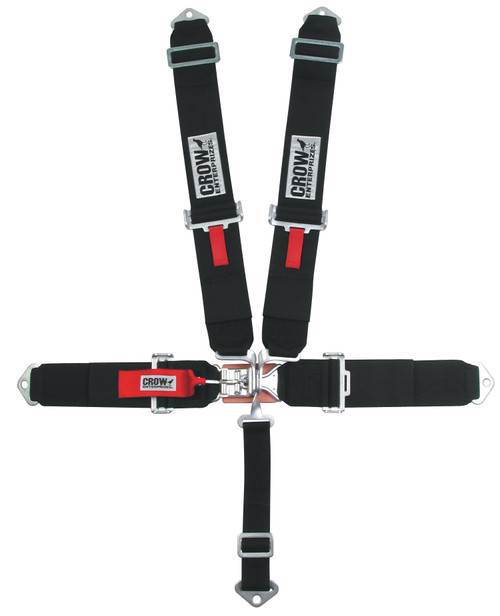 Harness - 5 Point - Latch and Link - SFI 16.1 - 50 in Length - Pull Down Adjust - Bolt-In / Wrap Around - Individual Harness - Black Hardware - Black - Kit