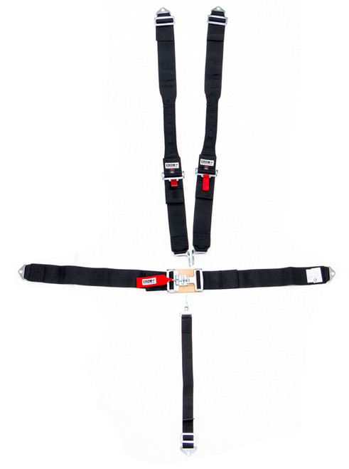 Harness - 5 Point - Latch and Link - SFI 16.1 - 55 in Length - Pull Down Adjust - Bolt-In / Wrap Around - Individual Harness - HANS Ready - Black - Kit