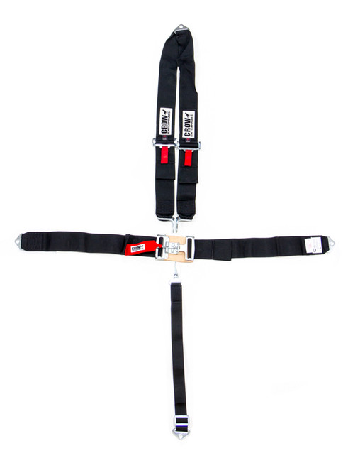 Harness - 5 Point - Latch and Link - SFI 16.1 - 50 in Length - Pull Down Adjust - Bolt-In - V-Type Harness - Black - Kit