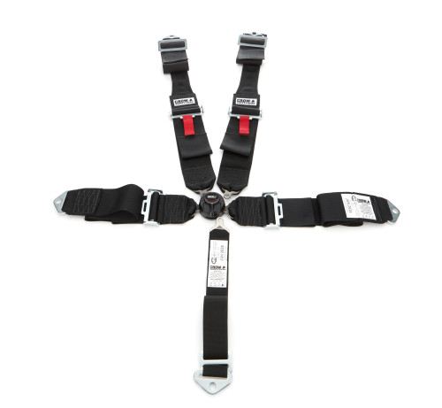Harness - Kam Lock - 5 Point - SFI 16.1 - 52 in Length - Pull Down Adjust - Bolt In - Individual Harness - HANS Ready - Black - Kit