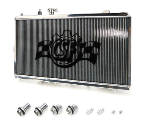 Radiator - 27.625 W x 2.375 D - Single Pass - Driver Side Inlet - Passenger Side Outlet - Aluminum - Polished - Honda Civic 1992-2000 - Kit Radiator - 27.625 W x 2.375 D - Single Pass - Driver Side Inlet - Passenger Side Outlet - Aluminum - Polished - Honda Civic 1992-2000 - Kit