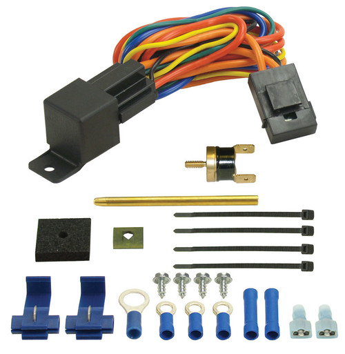 Temperature Switch - 180 Degree On - 165 Degree Off - Push-In Temperature Sensor - Harness - 25 amps Relay - Kit