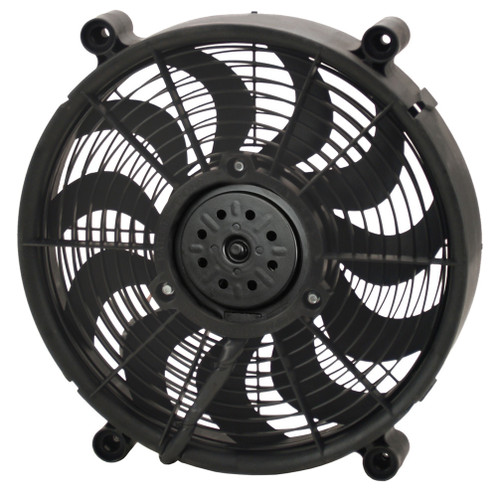 Electric Cooling Fan - 14 in Fan - Push / Pull - 2100 CFM - 12V - Curve Blade - 14.5 x 14.5 in - 2.625 in Thick - Plastic - Each