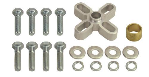 Fan Spacer - 0.5 in Thick - Bushing / Hardware Included - Aluminum - Clear Anodized - Chevy V8 / Ford V8 - Each
