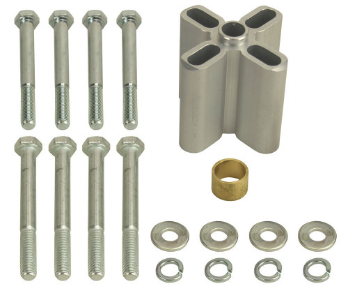 Fan Spacer - 2.25 in Thick - Bushing / Hardware Included - Aluminum - Clear Anodized - Chevy V8 / Ford V8 - Each