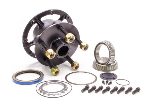 Wheel Hub - Rear - 5 x 5.00 Wheel - Bearings / Dust Cap / Hardware / Wheel Studs Included - Seals - Steel - Black Powder Coat - Kit