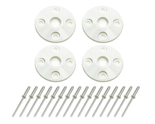 Scuff Plate - 1.5 in OD - 0.5 in ID - Plastic - White - Set of 4