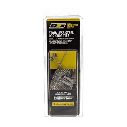 Exhaust Wrap Ties - Locking - 14 in Long - Stainless - 4 in Diameter Pipe - Set of 5