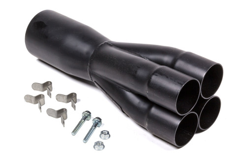 Collector - Slip-On - Merge - 4 x 2.5 in Primary Tubes - 4.5 in Outlet - 12 in Long - Steel - Black Paint - Each Collector - Slip-On - Merge - 4 x 2.5 in Primary Tubes - 4.5 in Outlet - 12 in Long - Steel - Black Paint - Each