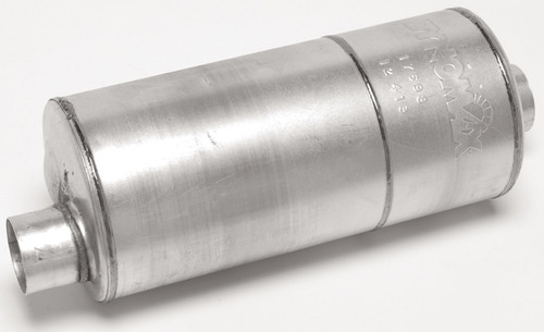 Muffler - Super Turbo - 3 in Offset Inlet - 3 in Offset Outlet - 18 x 8.375 in Round Body - 24 in Long - Steel - Aluminized - Universal - Each