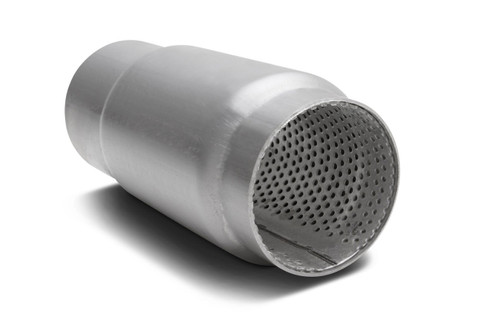 Muffler - Race Series Mini Bullet - 3.5 in Center Inlet - 3.5 in Center Outlet - 5.75 x 4 in Round Body - 9 in Long - Stainless - Natural - Universal - Each