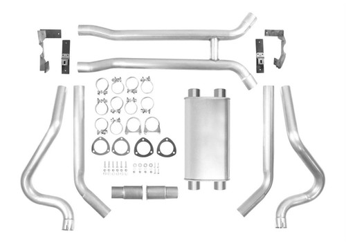 Exhaust System - Thrush Turbo - Header-Back - 2.5 in Diameter - Dual Rear Exit - Steel - Aluminized - Small Block Chevy - GM F-Body 1967-74 - Kit
