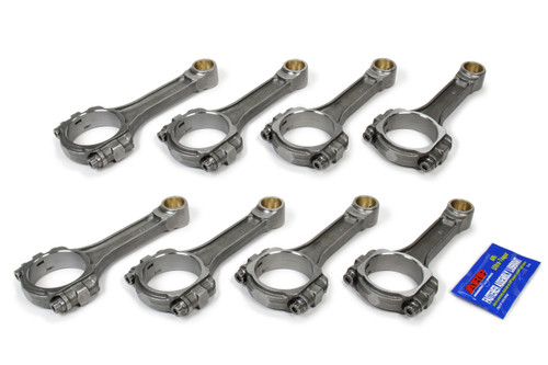 Connecting Rod - SIR - I-Beam - 6.100 in Long - Bushed - 3/8 in Cap Screws - 8740 Bolt - Forged - Steel - GM LS-Series - Set of 8