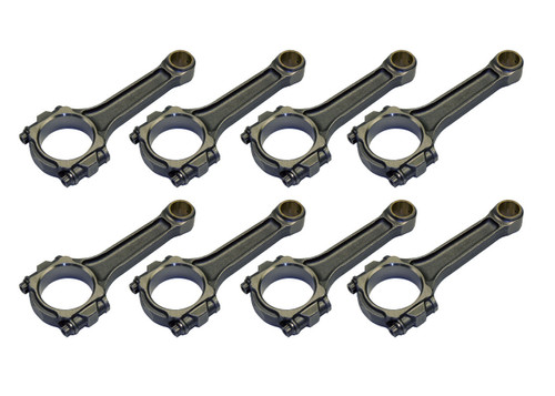 Connecting Rod - SIR - I Beam - 6.800 in Long - Bushed - 7/16 in Cap Screws - 8740 Bolt - Forged - Steel - Various V8 Applications - Set of 8