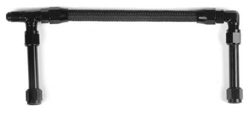 Carburetor Fuel Line - 6 AN Male Inlet - Dual 6 AN Female Outlets - Braided Nylon Hose - Black - Holley 4150 - Kit