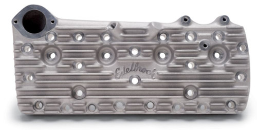 Cylinder Head - Ford Flathead V8 - 65 cc Chamber - Script Letter Edelbrock Logo - Straight Plug - Aluminum - Satin - 24 Stud - Ford Flathead - Pair