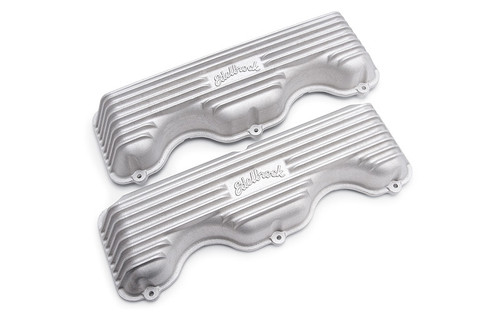 Valve Cover - Classic - Short - Finned - Edelbrock Logo - Aluminum - Natural - GM W-Series - Pair