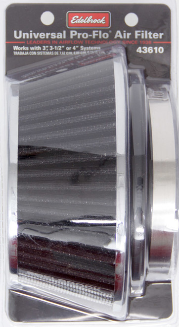 Air Filter Element - Pro-Flo - Clamp-On - Conical - 6 in Base - 4.75 in Top OD - 3.7 in Tall - 3-4 in Inlet - Cotton - Black / Chrome - Universal - Each Air Filter Element - Pro-Flo - Clamp-On - Conical - 6 in Base - 4.75 in Top OD - 3.7 in Tall - 3-4 in Inlet - Cotton - Black / Chrome - Universal - Each