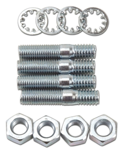 Carburetor Stud - 5/16-18 and 5/16/-24 in Thread - 1.375 in Long - Hex Nuts - Steel - Zinc Oxide - Set of 4