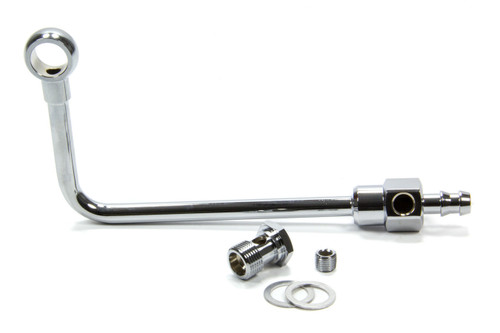 Carburetor Fuel Line - 3/8 in Hose Barb Inlet - 5/8-20 in Outlet - Steel - Chrome - Edelbrock Performer / Thunder AVS Carburetors - Kit