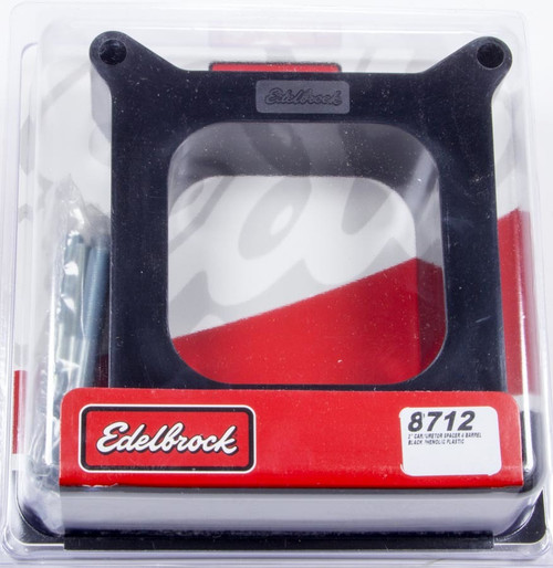 Carburetor Spacer - 2 in Thick - Open - Square Bore - Hardware Included - Plastic - Black - Each Carburetor Spacer - 2 in Thick - Open - Square Bore - Hardware Included - Plastic - Black - Each