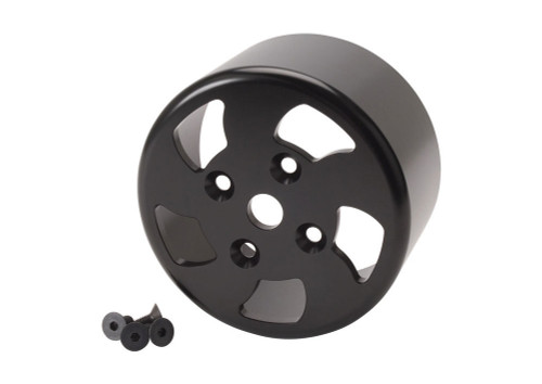 Water Pump Pulley - Serpentine - Smooth - 5.72 in Diameter - Aluminum - Black Anodized - GM LS-Series - Each