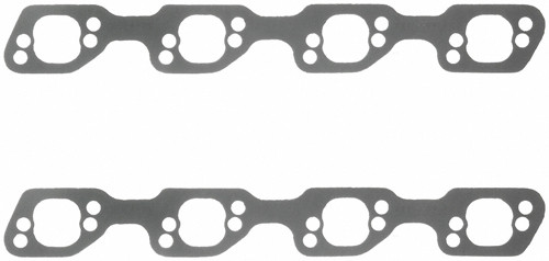 Exhaust Header / Manifold Gasket - 1.400 in Peanut Port - Steel Core Laminate - Splayed Valve Heads - Small Block Ford - Pair
