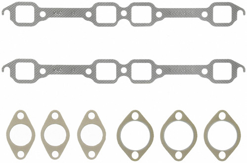 Exhaust Header / Manifold Gasket - 1.350 x 1.250 in Square End Ports - 1.470 x 1.250 in Square Center Port - Composite - Ford Y-Block - Kit