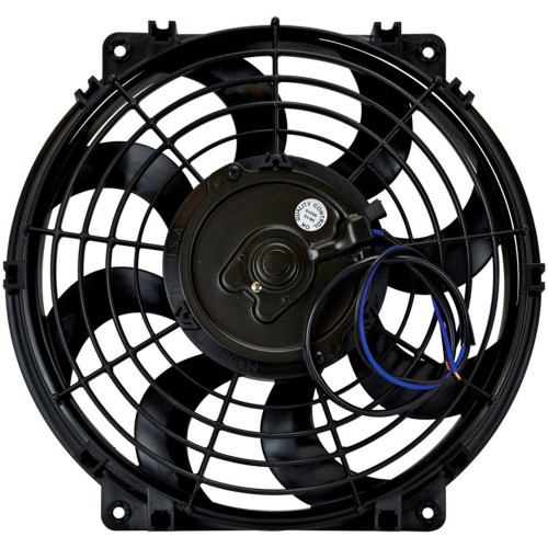Electric Cooling Fan - Black Magic S-Blade - 12 in Fan - Push / Pull - 925 CFM - 12V - Curved Blade - 12.625 x 11.75 in - 2.625 in Thick - Plastic - Each