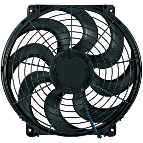 Electric Cooling Fan - Black Magic S-Blade - 14 in Fan - Push / Pull - 1530 CFM - 12V - Curved Blade - 14.5 x 13.875 in - 3.75 in Thick - Plastic - Each