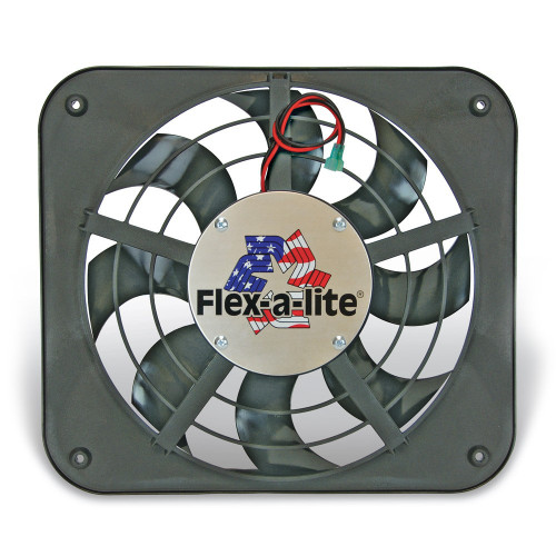 Electric Cooling Fan - Lo-Profile S-Blade - 12 in Fan - Puller - 1250 CFM - 12V - Curved Blade - 15 x 13.5 in - 2.625 in Thick - Plastic - Each