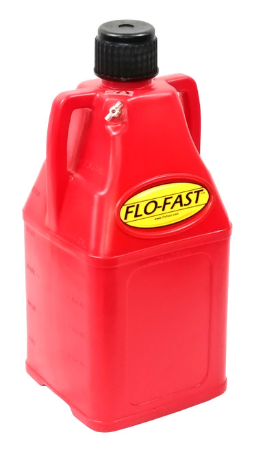 Utility Jug - 7.5 gal - 11.25 x 11 x 26 in Tall - O-Ring Seal Cap - Petcock Vent - Square - Plastic - Red - Each