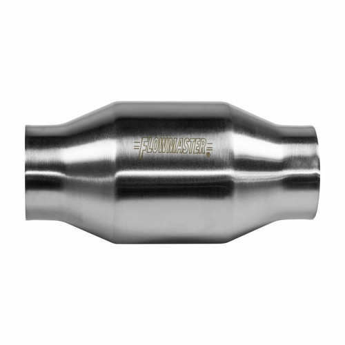 Catalytic Converter - 200 Series - 49 State - 2.5 in Inlet - 2.5 in Outlet - Round - 4 x 3.5 in Case - 8 in Long - Stainless - Natural - Universal - Each
