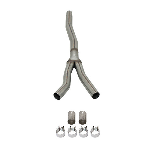 Exhaust Y-Pipe - 2.25 in Inlets - 2.25 in Outlet - Stainless - Natural - Ford EcoBoost 4-Cylinder - Ford Mustang 2015-16 - Each