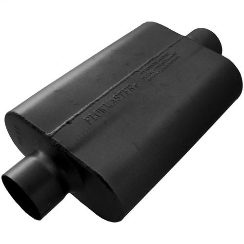 Muffler - 40 Delta - 3 in Center Inlet - 3 in Center Outlet - 13 x 9.75 x 4 in Oval Body - 19 in Long - Steel - Black Paint - Universal - Each