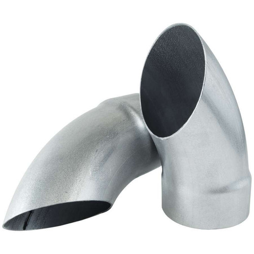 Exhaust Tip - Weld-On - 3 in Inlet Pipe Diameter - 6.75 in Long - Single Wall - Cut Edge - Angled Cut - Turndown Style - Steel - Aluminized - Pair Exhaust Tip - Weld-On - 3 in Inlet Pipe Diameter - 6.75 in Long - Single Wall - Cut Edge - Angled Cut - Turndown Style - Steel - Aluminized - Pair