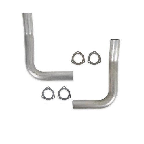 Collector Reducer Extension - Hugger Toobs - Block Hugger - 2.5 in Diameter - 3-Bolt Flange - Steel - Natural - Small Block Chevy - Pair