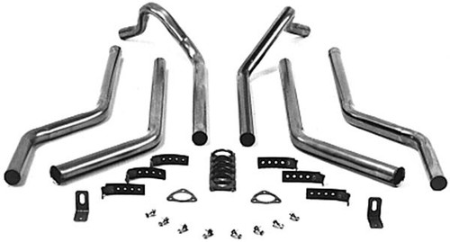 Exhaust System - Super Street Header Duals - Header-Back - 2.25 in Diameter - Steel - Small Block Chevy - 4WD - GM Fullsize Truck 1973-74 - Kit