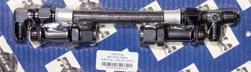 Carburetor Fuel Line - 8 AN Male Inlet - Dual 8 AN Male Outlets - Fittings Included - Stainless - Black - Holley 4150 - Kit