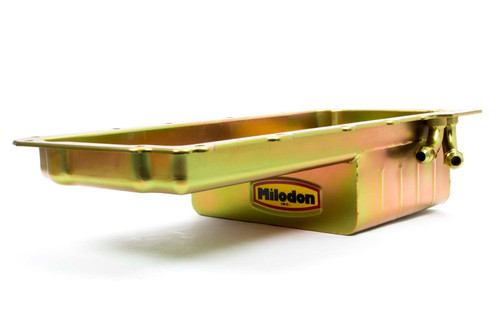 Engine Oil Pan - Oval Track - Rear Sump - 7 qt - 5.25 in Deep - Steel - Cadmium - GM LS-Series - Each