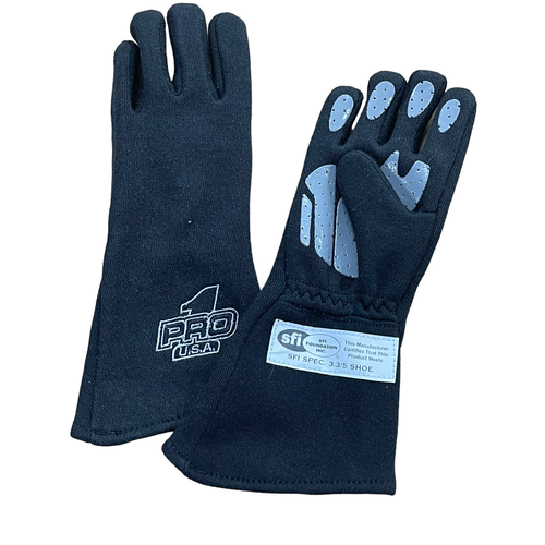 Pro 1 SFI3.3/5 Double Layer Nomex Gloves w/Silicone Grip