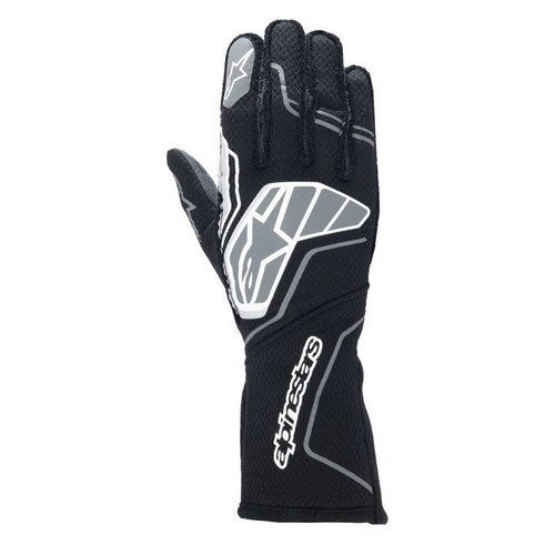 Driving Gloves - Tech-1 ZX V4 - SFI 3.3/5 - FIA Approved - Touchscreen Compatible - Elastic Cuff - Black / Gray - X-Large - Pair