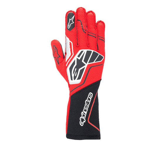 Driving Gloves - Tech-1 ZX V4 - SFI 3.3/5 - FIA Approved - Touchscreen Compatible - Elastic Cuff - Red / Black - 2X-Large - Pair