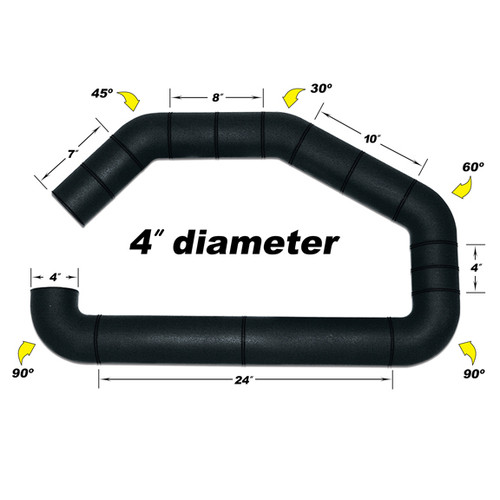 Hose - 4 in Diameter - 30 / 45 / 60 / 90 Degree Tube Bends - Universal - Each Hose - 4 in Diameter - 30 / 45 / 60 / 90 Degree Tube Bends - Universal - Each
