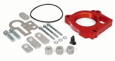 Throttle Body Spacer - Poweraid - 1 in Thick - Gasket / Hardware - Aluminum - Red Anodized - Small Block Mopar - Dodge Midsize SUV / Truck 2002-07 - Kit