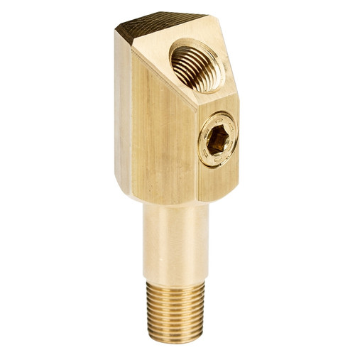 Fitting - Adapter - Oil Pressure Adapter - 45 Degree - 1/8 in NPT Male to 1/8 in NPT Female - 1/8 in NPT Gauge Port - Brass - Natural - Each