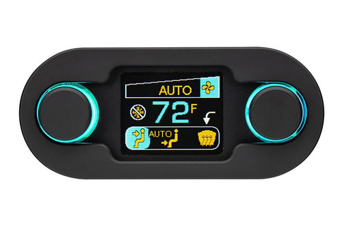 Climate Control Panel - 2 Knob - Vertical / Horizontal - 4.285 x 1.85 in Oval - In Dash - LED - Plastic - Black / Silver - Vintage Air Gen IV / Gen V - Each