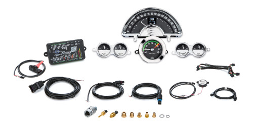 Gauge Kit - RTX Series - Analog - Fuel / Oil Pressure / Speedometer / Tachometer / Voltmeter / Water Temperature - Black Face - Chevy Corvette 1958-62 - Kit