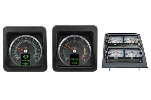 Gauge Kit - RTX Series - Analog - Fuel / Oil Pressure / Speedometer / Tachometer / Voltmeter / Water Temperature - Black Face - GM F-Body 1969 - Kit