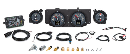 Gauge Kit - RTX Series - Analog - Fuel / Oil Pressure / Speedometer / Tachometer / Voltmeter / Water Temperature - Black Face - Ford Mustang 1969-70 - Kit